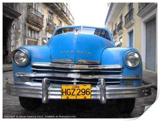 PLYMOUTH CAR IN HAVANA Print by Simon Keeping
