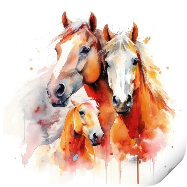 Horses Family Print by Massimiliano Leban