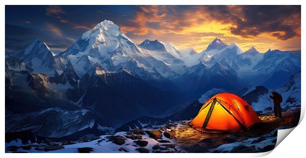 Camping in mountain on winter Print by Massimiliano Leban