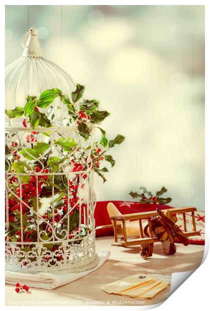 Christmas Birdcage Print by Amanda Elwell