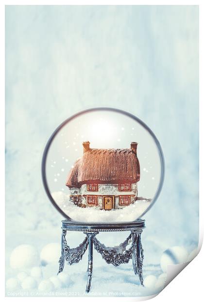 Winter Snow Globe Print by Amanda Elwell
