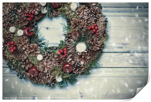 Winter Rustic Wreath Print by Amanda Elwell