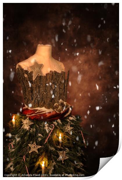 Christmas Mannequin With Snow Print by Amanda Elwell