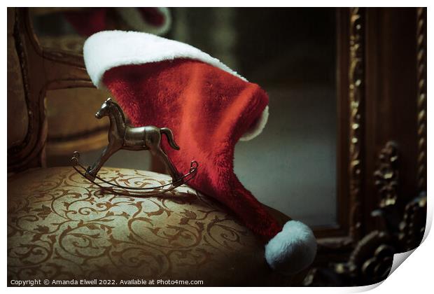 Christmas Santa Hat Print by Amanda Elwell