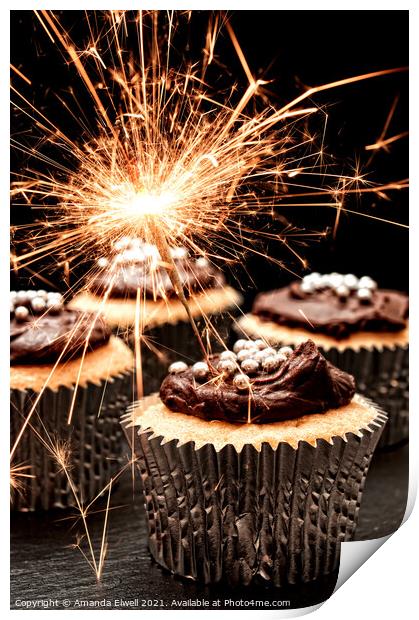 Sparkler Cupcakes Print by Amanda Elwell