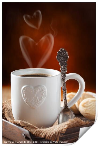 Valentine's Day Coffee Print by Amanda Elwell