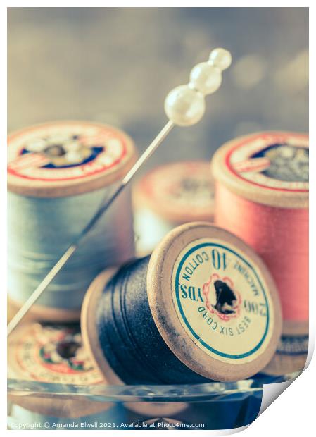 Vintage Sewing Threads Print by Amanda Elwell