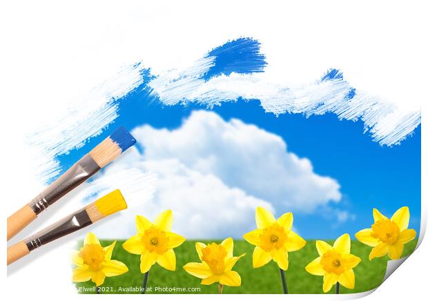 Painting Daffodils Print by Amanda Elwell