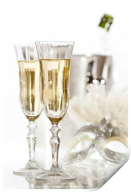 New Year Champagne Print by Amanda Elwell