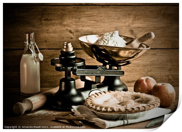 Old Fashioned Apple Pie Dessert Print by Amanda Elwell
