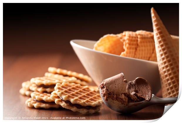 Chocolate Ice Cream Scoop Print by Amanda Elwell