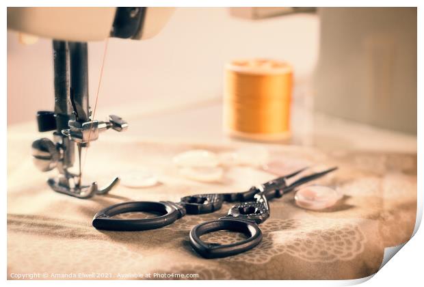 Vintage Sewing Machine Print by Amanda Elwell