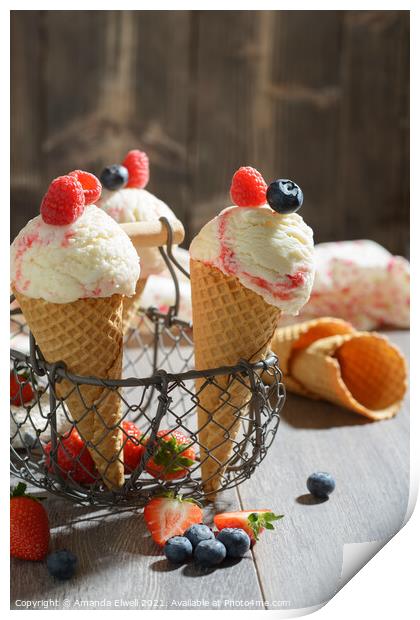 Fruity Ice Creams Print by Amanda Elwell
