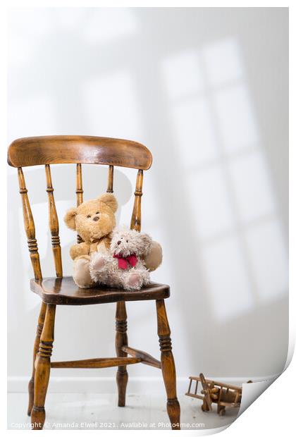 Two Teddies Print by Amanda Elwell