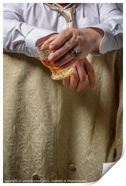 Man Drinking Spirits Print by Amanda Elwell