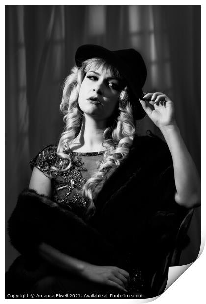 Film Noir Woman Print by Amanda Elwell