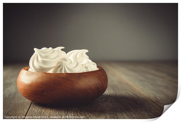 Bowl Of Meringues Print by Amanda Elwell