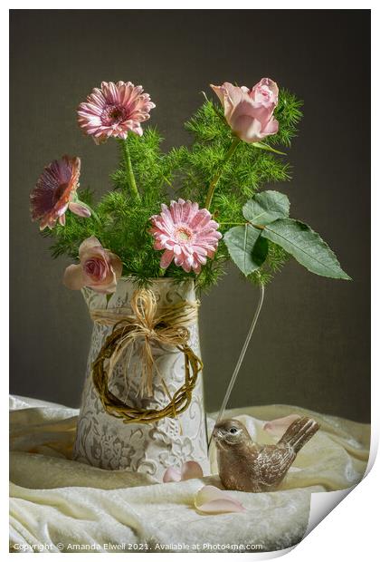 Pink Bouquet Print by Amanda Elwell