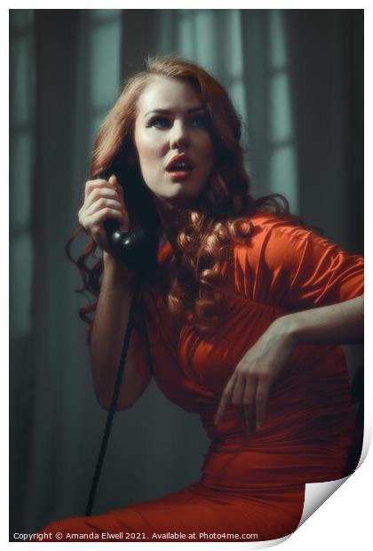 Woman On Telephone Print by Amanda Elwell