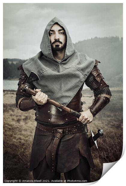 Medieval Cosplay Man With Axe Print by Amanda Elwell