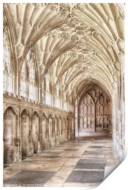 Gloucester Cathedral Cloisters Print by Amanda Elwell