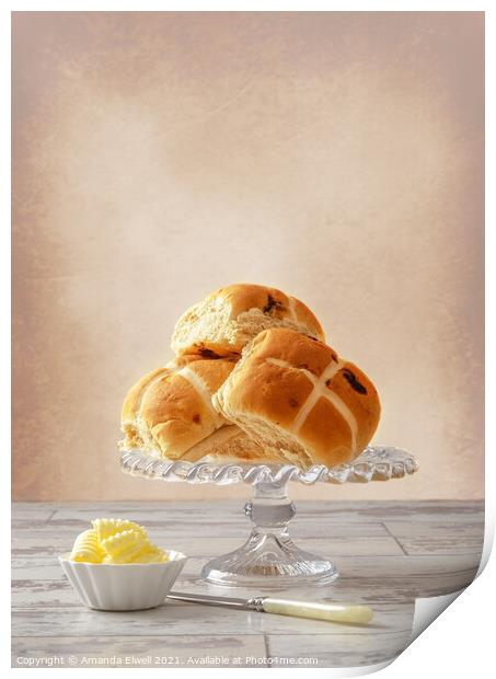 Hot Cross Buns With Butter Print by Amanda Elwell