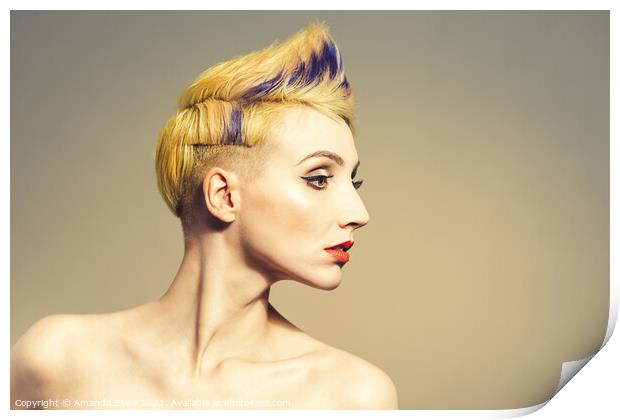 Woman With Funky Hairstyle Print by Amanda Elwell