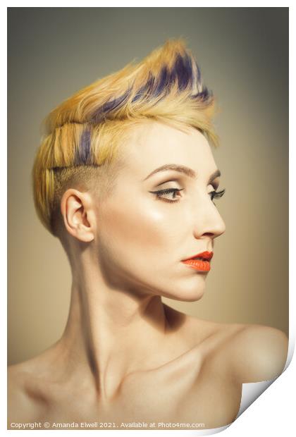 Woman With An Edgy Hairstyle Print by Amanda Elwell