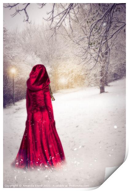 Woman In Red Robes Print by Amanda Elwell