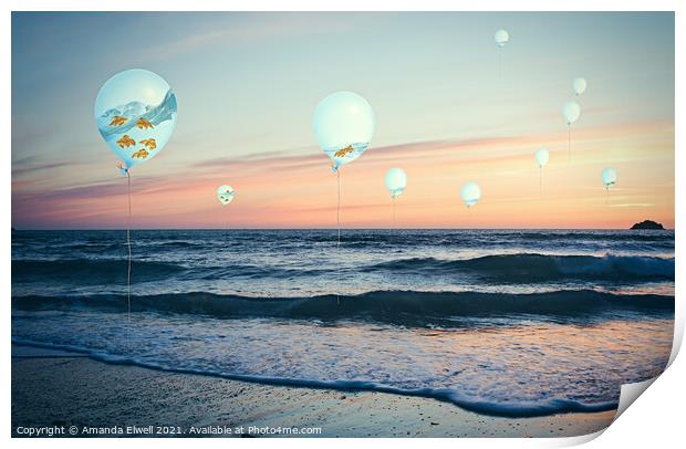 Surreal Floating Goldfish Print by Amanda Elwell