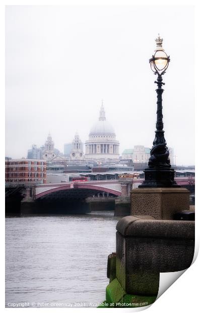 London River Thames St Paul Cathedral Print by Peter Greenway
