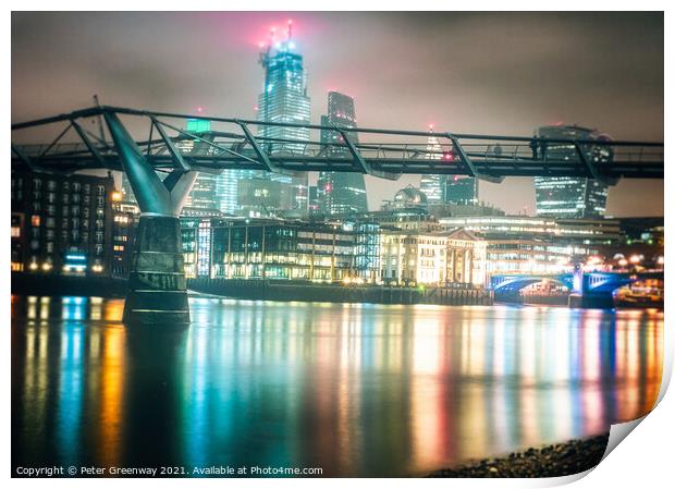 London Skyline River Thames Reflections Print by Peter Greenway