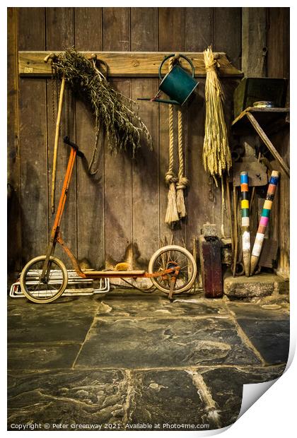 An Eclectic Mix Of An Old Scooter, Rope & Croquet  Print by Peter Greenway