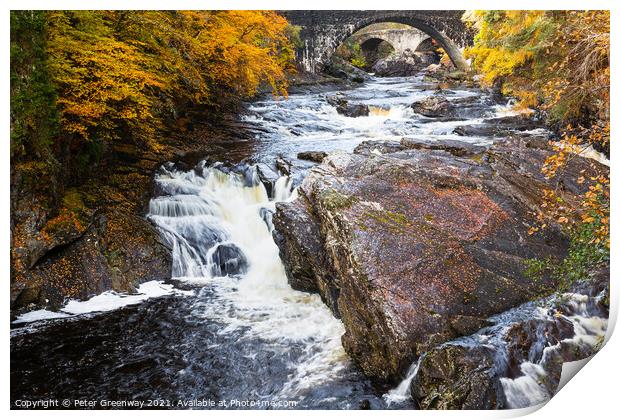 Autumn At Invermoriston Falls, Scotland Print by Peter Greenway