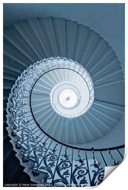 Tulip Spiral Staircase, Queen's House In Greenwich Print by Peter Greenway