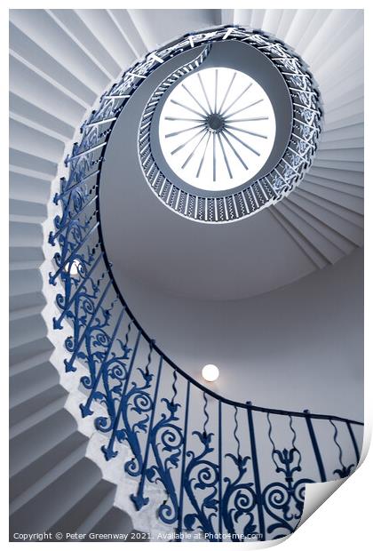 Tulip Spiral Staircase, Queen's House In Greenwich Print by Peter Greenway