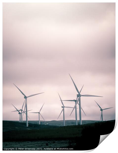 Wind Turbines In The Scottish Highlands  Print by Peter Greenway