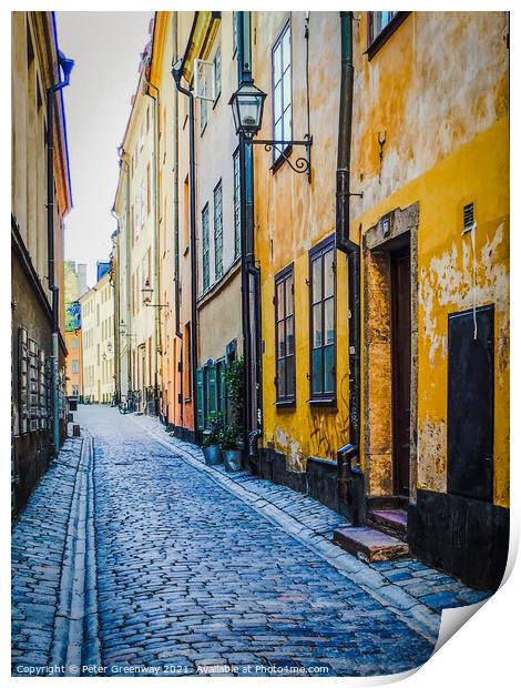 Gamla Stan Back Street, Stockholm Print by Peter Greenway