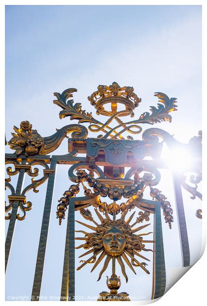 Château de Versailles Sun God Entrance Gate Print by Peter Greenway