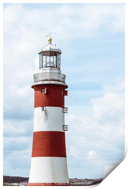 Lighthouse At Plymouth Hoe, Devon Print by Peter Greenway