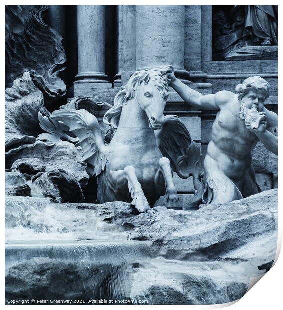 The Trevi Fountain, Rome, Italy - Cherub & Pegasus Statues Print by Peter Greenway