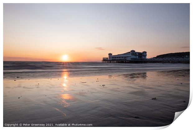 The Grand Pier, Weston-Super-Mare At Sunset Print by Peter Greenway