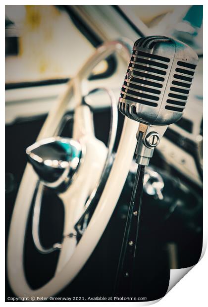 American Chevy Truck - Steering wheel & Microphone Print by Peter Greenway