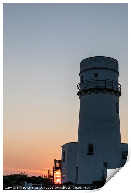 The Lighthouse In Old Hunstanton At Sunset Print by Peter Greenway