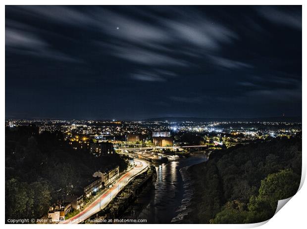 Traffic Flow Into Bristol At Night Print by Peter Greenway
