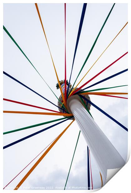 Coloured Ribbons Of A Traditional English Maypole Print by Peter Greenway