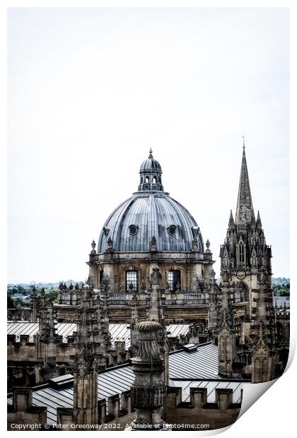 The Dreaming Spires Of Oxford From The Top Of The Sheldonian The Print by Peter Greenway