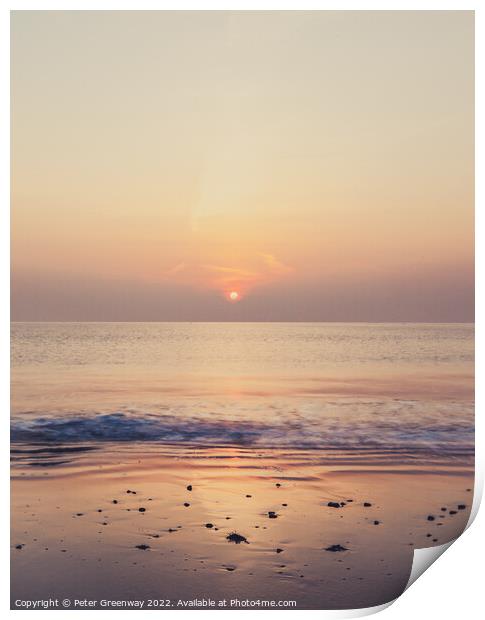 Swanage Beach At Sunrise Print by Peter Greenway