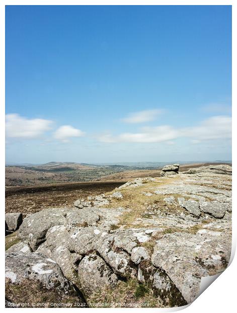 Haytor Tor On Dartmoor, Devon On A Late Spring Day Print by Peter Greenway