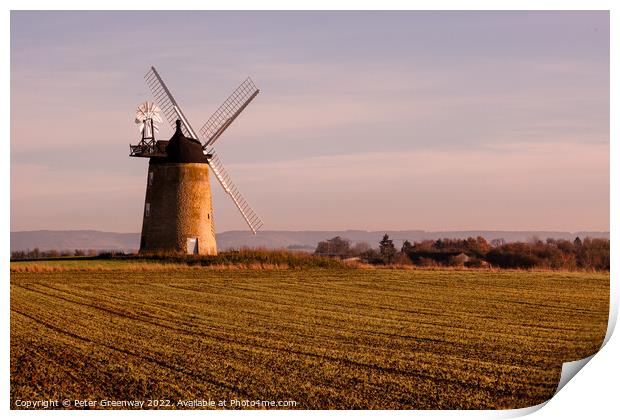 Sunset Behind The Old Windmill At Little Milton, Oxfordshire Print by Peter Greenway